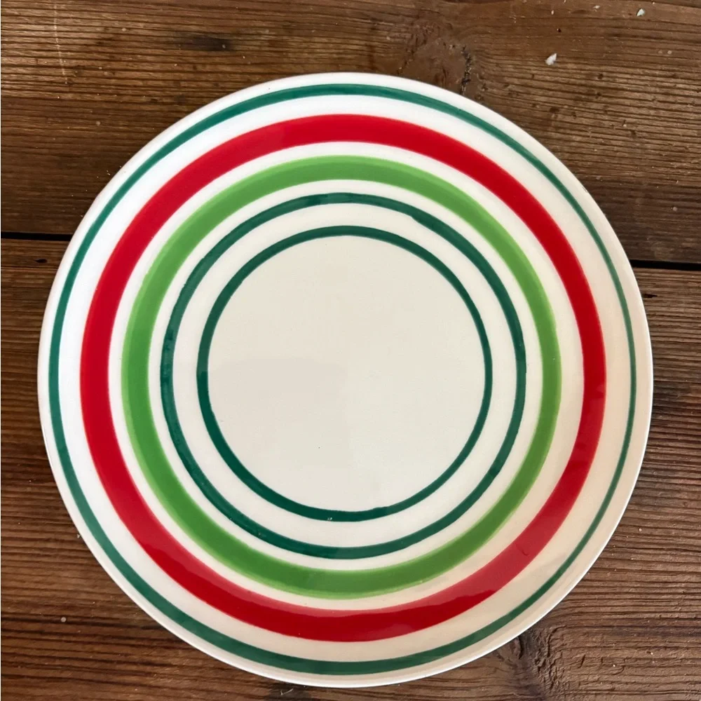 Striped Ceramic Dinner saucers Set of 5 - Picture 2 of 2